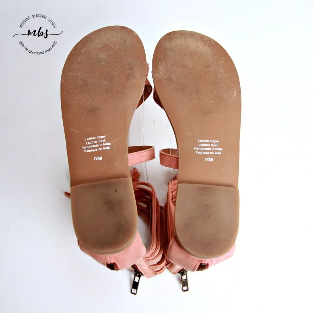 Jeffrey Campbell Glady Leather Tassel Zip Toe Loop Sandals Orange‎ Women Size 3